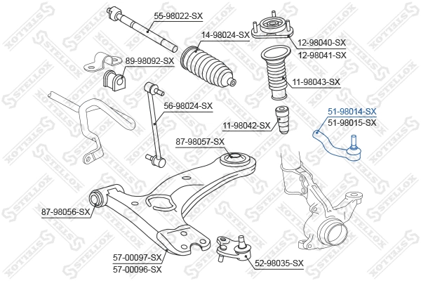 Rotule de barre de connexion STELLOX 51-98014-SX