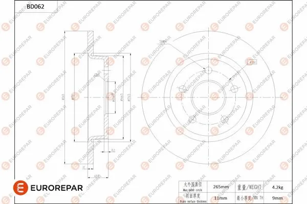 Disque de frein EUROREPAR 1684250480