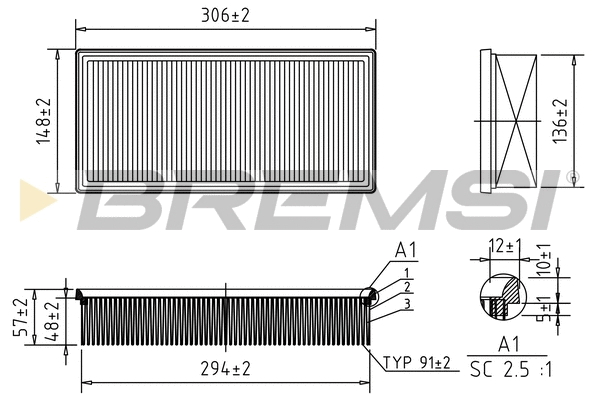 Filtre à air BREMSI FA2316