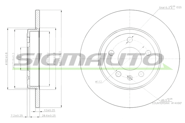 Disque de frein SIGMAUTO DBB423S