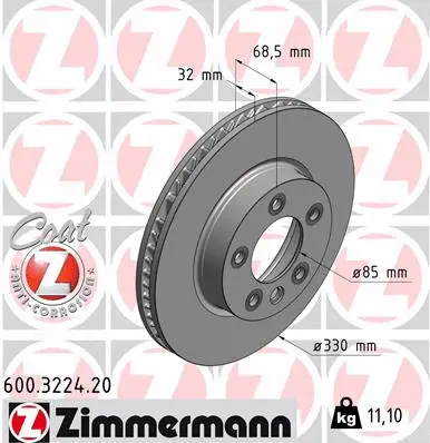Disque de frein ZIMMERMANN 600.3224.20