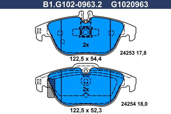 Kit de plaquettes de frein, frein à disque GALFER B1.G102-0963.2