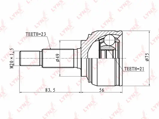 Jeu de joints, arbre de transmission LYNXAUTO CO-5766