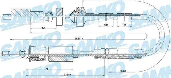Tirette à câble, commande d'embrayage SAMKO C0503C