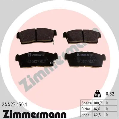 Kit de plaquettes de frein, frein à disque ZIMMERMANN 24423.150.1
