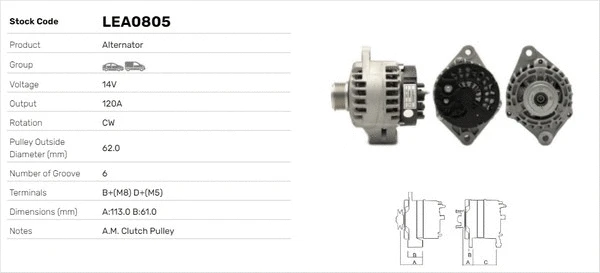 Alternateur LUSA LEA0805