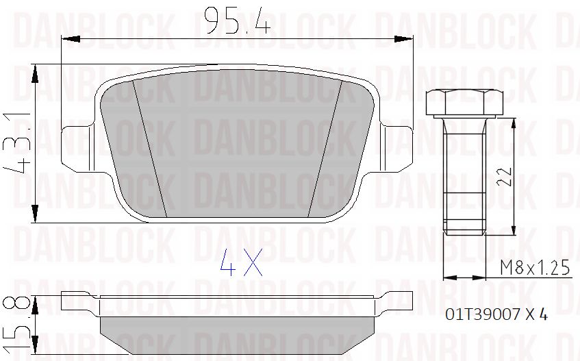 Kit de plaquettes de frein, frein à disque DANBLOCK DB 510527