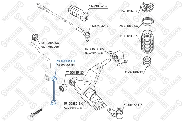 Entretoise/tige, stabilisateur STELLOX 56-00195-SX