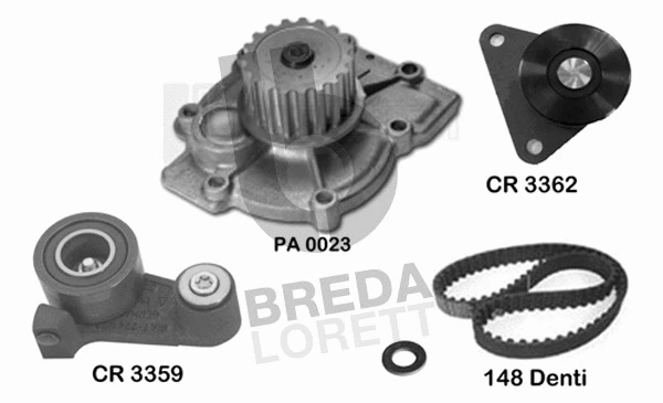 Pompe à eau + kit de courroie crantée BREDA LORETT KPA0401A
