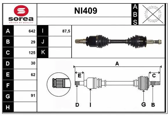Arbre de transmission SERA NI409