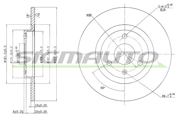 Disque de frein SIGMAUTO DBA229S