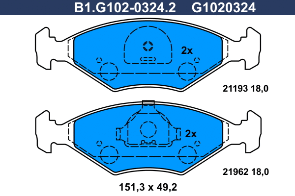 Kit de plaquettes de frein, frein à disque GALFER B1.G102-0324.2