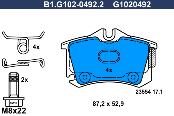 Kit de plaquettes de frein, frein à disque GALFER B1.G102-0492.2