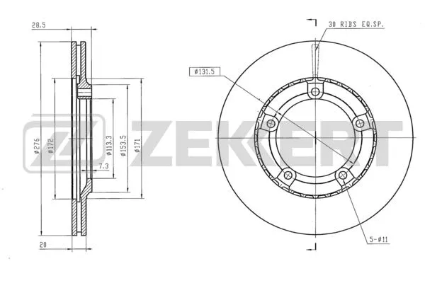 Disque de frein ZEKKERT BS-6249