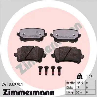 Kit de plaquettes de frein, frein à disque ZIMMERMANN 24483.970.1