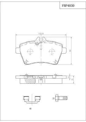 Kit de plaquettes de frein, frein à disque FI.BA FBP4030