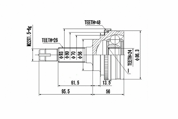 Jeu de joints, arbre de transmission DYNAMATRIX DCV859019