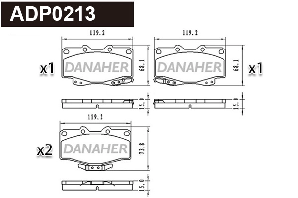 Kit de plaquettes de frein, frein à disque DANAHER ADP0213