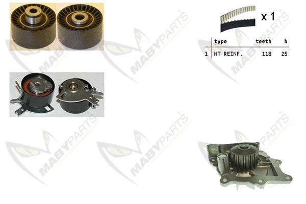 Pompe à eau + kit de courroie crantée MABYPARTS OBKWP0116