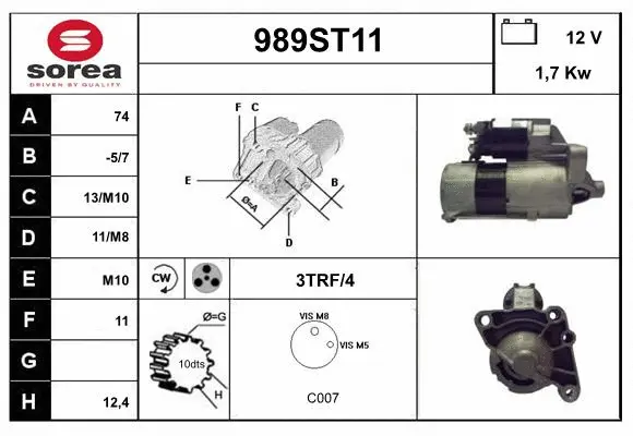 Démarreur STARTCAR 989ST11