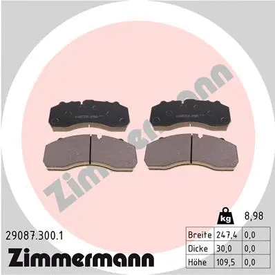 Kit de plaquettes de frein, frein à disque ZIMMERMANN 29087.300.1