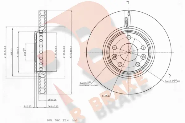 Disque de frein R BRAKE 78RBD14162