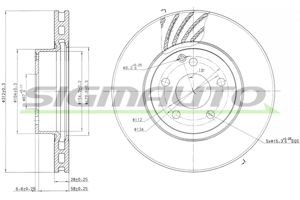 Disque de frein SIGMAUTO DBB263V