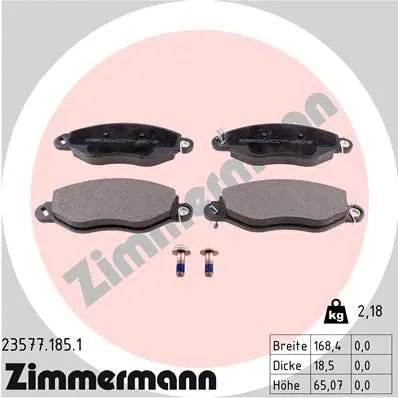 Kit de plaquettes de frein, frein à disque ZIMMERMANN 23577.185.1