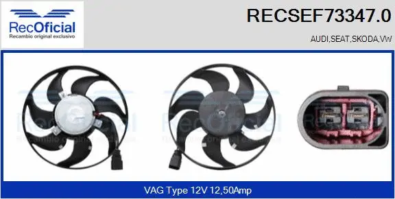 Ventilateur, refroidissement du moteur RECOFICIAL RECSEF73347.0