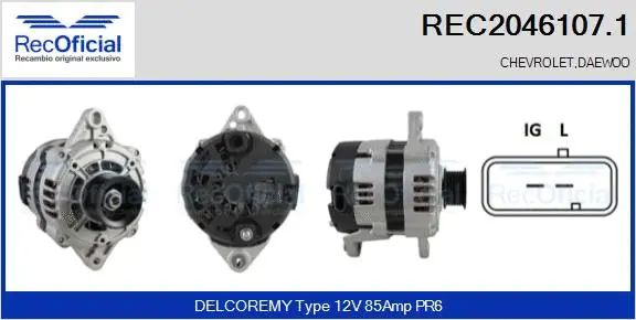 Alternateur RECOFICIAL REC2046107.1
