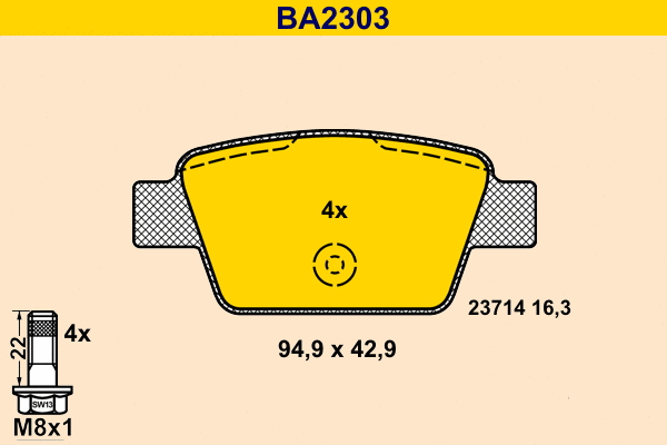Kit de plaquettes de frein, frein à disque BARUM BA2303