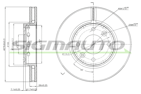 Disque de frein SIGMAUTO DBB397V