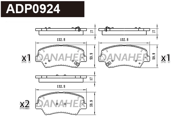 Kit de plaquettes de frein, frein à disque DANAHER ADP0924