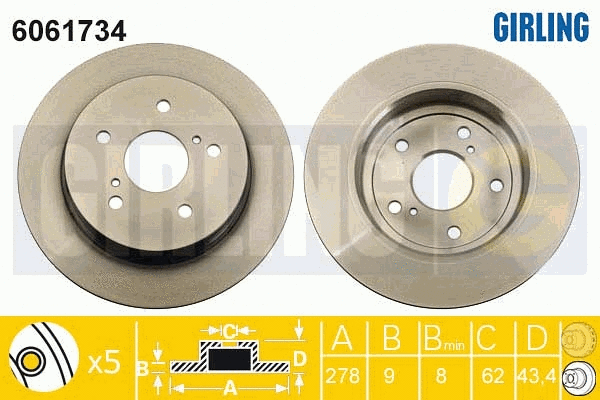 Disque de frein GIRLING 6061734