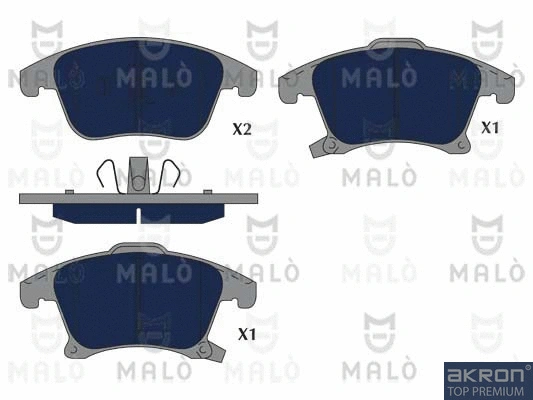 Kit de plaquettes de frein, frein à disque AKRON-MALÒ 1051251