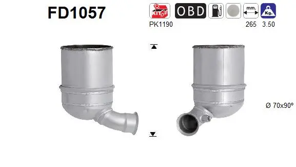 Filtre à particules / à suie, échappement AS FD1057