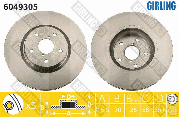 Disque de frein GIRLING 6049305