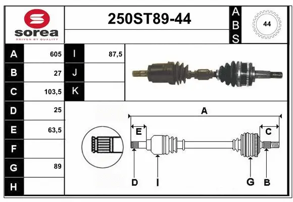 Arbre de transmission STARTCAR 250ST89-44