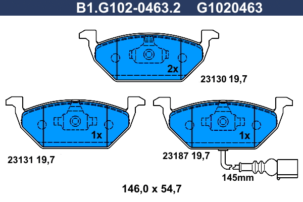 Kit de plaquettes de frein, frein à disque GALFER B1.G102-0463.2