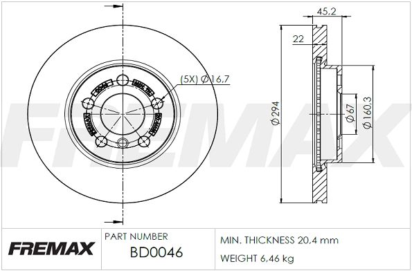 Disque de frein FREMAX BD-0046