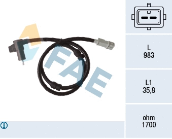 Capteur, vitesse de roue FAE 78370