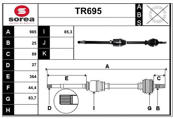 Arbre de transmission SERA TR695