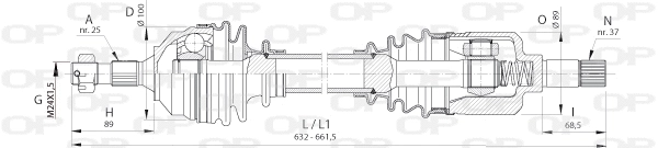 Arbre de transmission OPEN PARTS DRS6392.00
