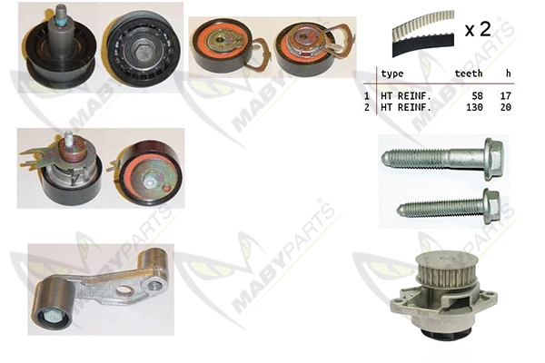 Pompe à eau + kit de courroie crantée MABYPARTS OBKWP0100