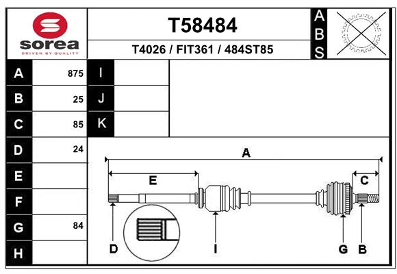 Arbre de transmission EAI T58484