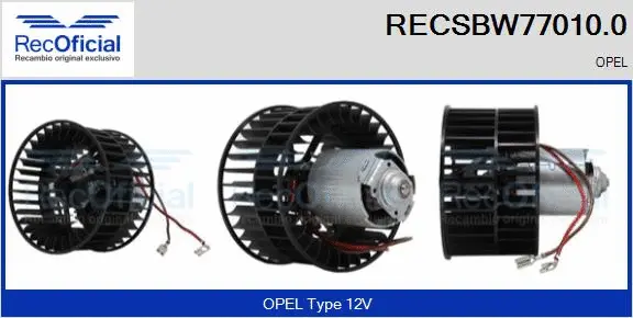 Pulseur d'air habitacle RECOFICIAL RECSBW77010.0