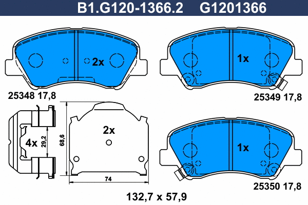 Kit de plaquettes de frein, frein à disque GALFER B1.G120-1366.2