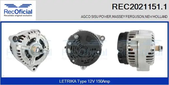 Alternateur RECOFICIAL REC2021151.1