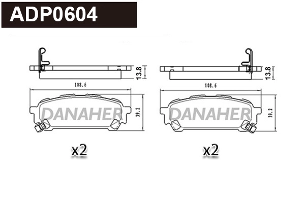 Kit de plaquettes de frein, frein à disque DANAHER ADP0604