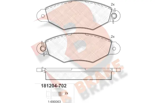Kit de plaquettes de frein, frein à disque R BRAKE RB1204-702